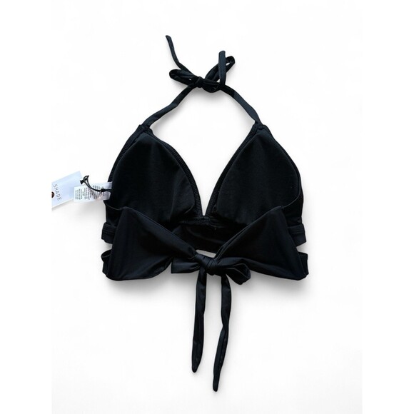 NWT Shade & Shore Women's M Black Triangle Bralette Faux Wrap Halter Bikini Top - Picture 5 of 5